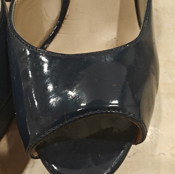 Nine West Navy Blue Patent D'Orsay Platform Pumps - 7M - Picture 8 of 11